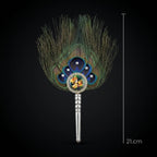 Handcrafted Morpankh Fan with Radha Krishna