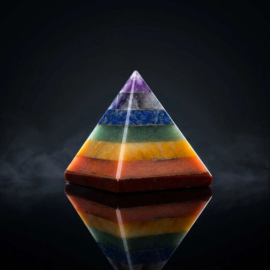 Premium 7 Chakra Bonded Crystal Pyramid