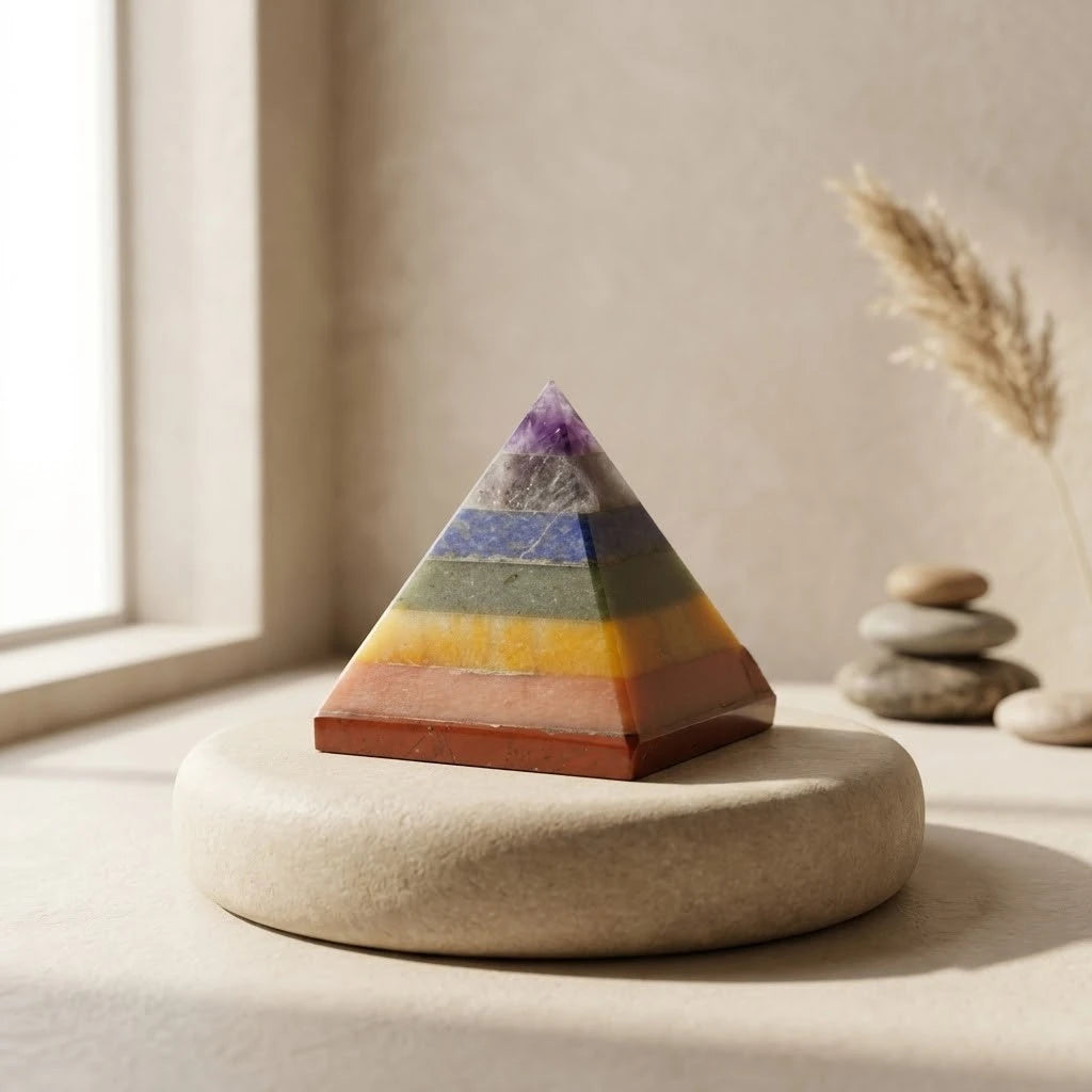 Premium 7 Chakra Bonded Crystal Pyramid