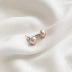 Blush Pink Pearl Stud Earrings for Women
