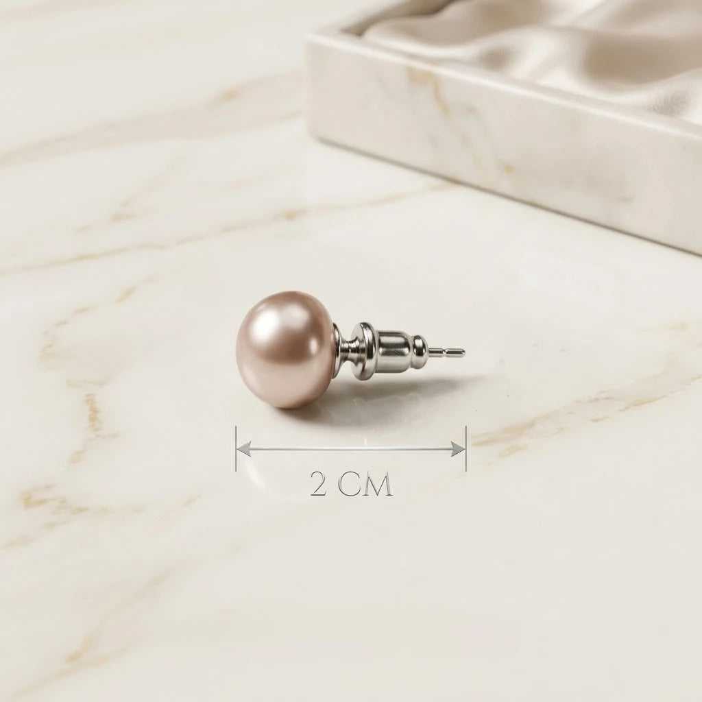 Blush Pink Pearl Stud Earrings for Women