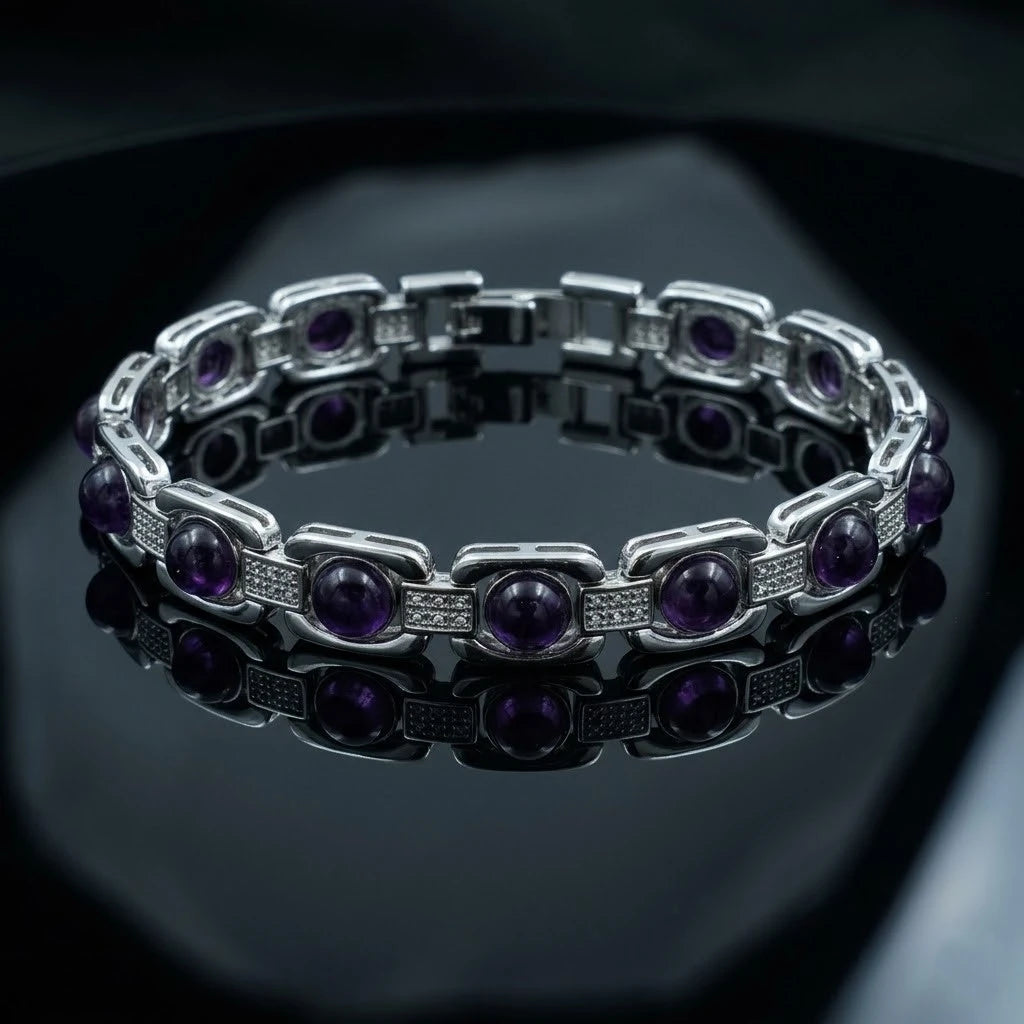 Rupastha Premium Amethyst Luxury Link Bracelet