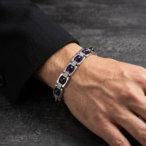 Rupastha Premium Amethyst Luxury Link Bracelet