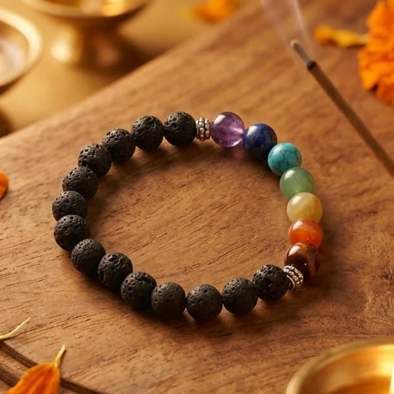 7 (Seven) Chakra Lava Stone Bracelet