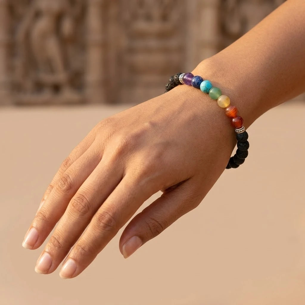 7 (Seven) Chakra Lava Stone Bracelet