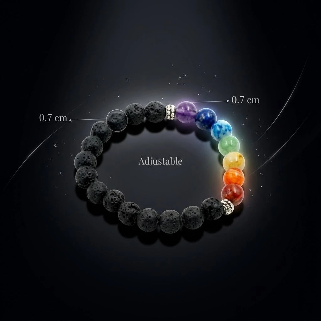 7 (Seven) Chakra Lava Stone Bracelet