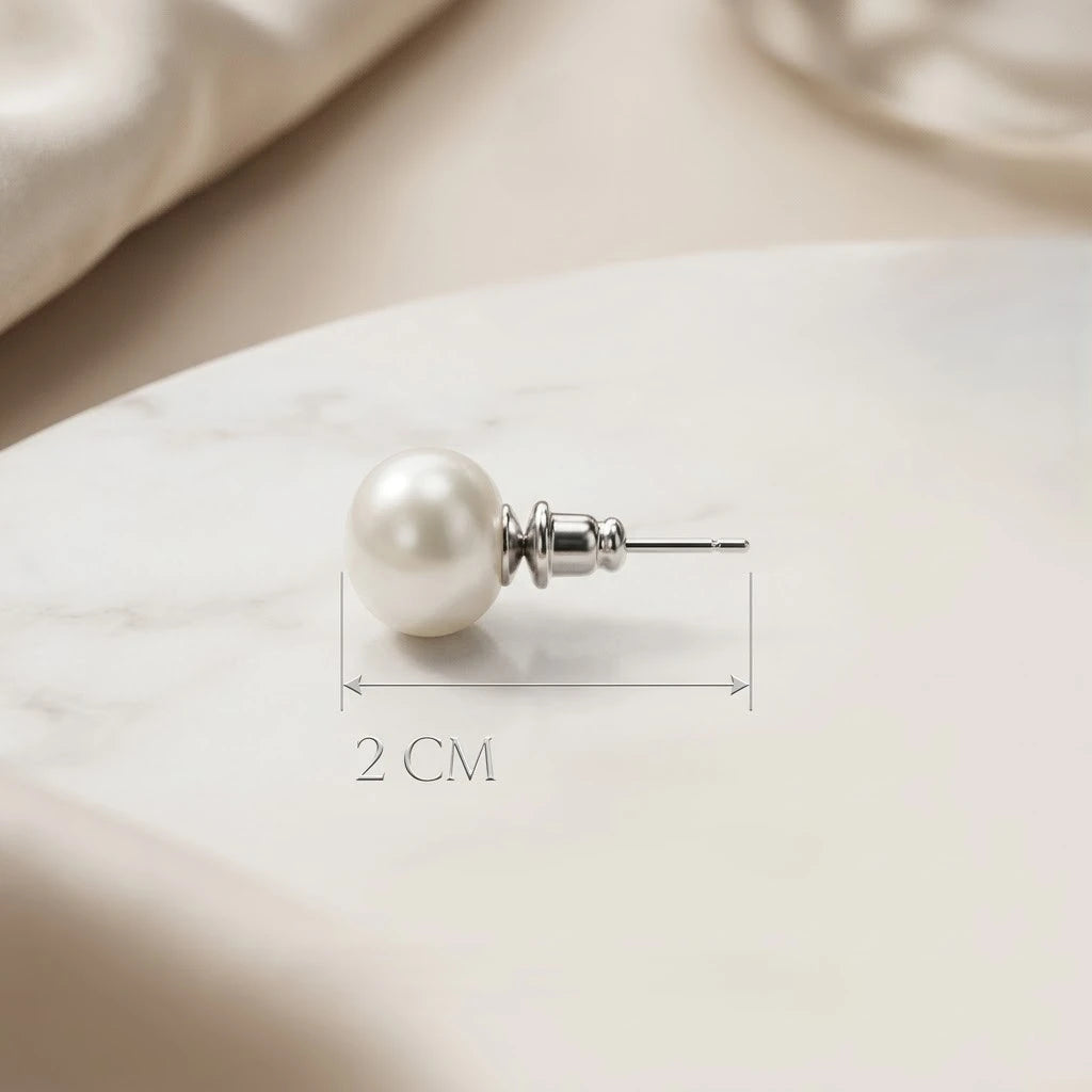 Classic White Pearl Stud Earrings for Women