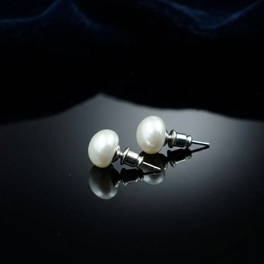 Classic White Pearl Stud Earrings for Women