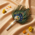 Handcrafted Morpankh Fan with Radha Krishna