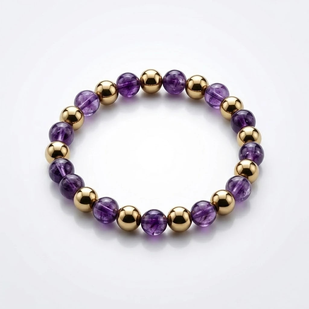 Natural Amethyst & Golden Hematite Combination Bracelet