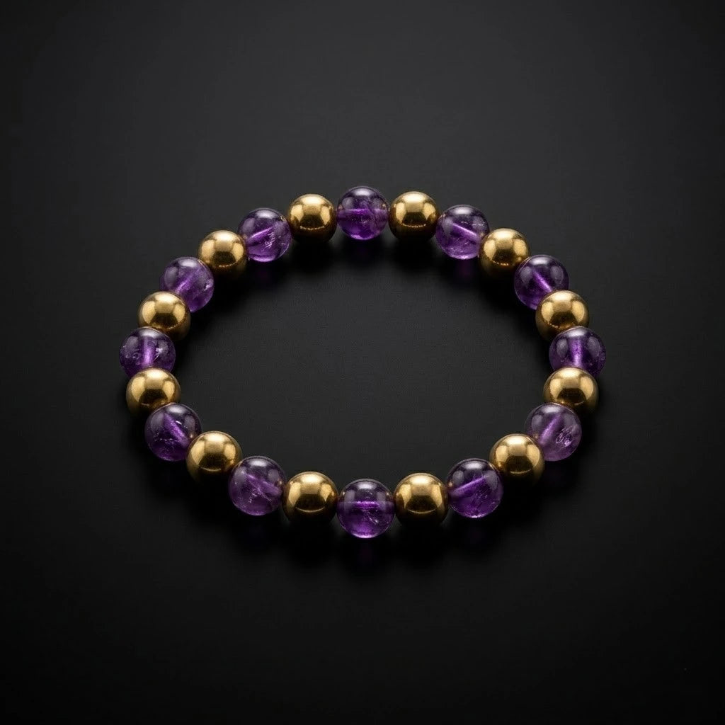 Natural Amethyst & Golden Hematite Combination Bracelet