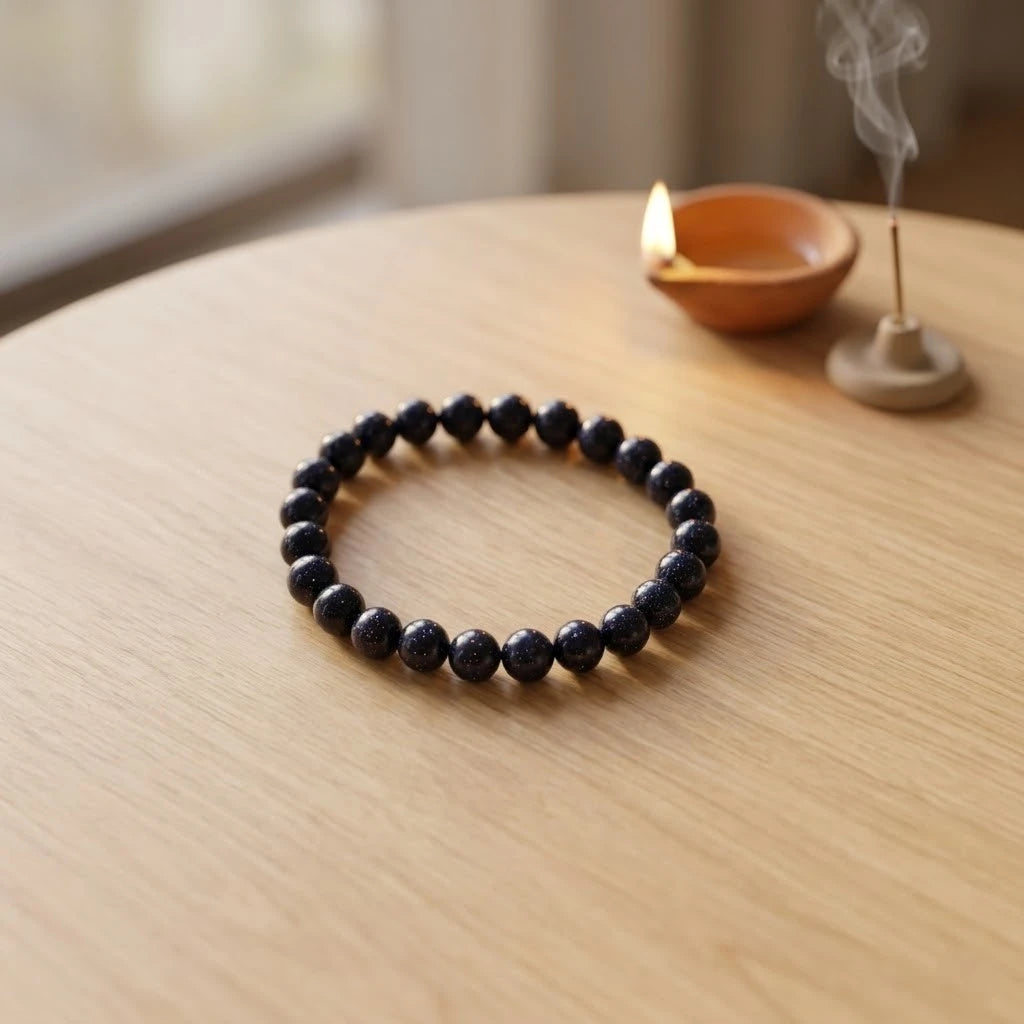 Natural Blue Goldstone (Blue Sunstone) Bracelet