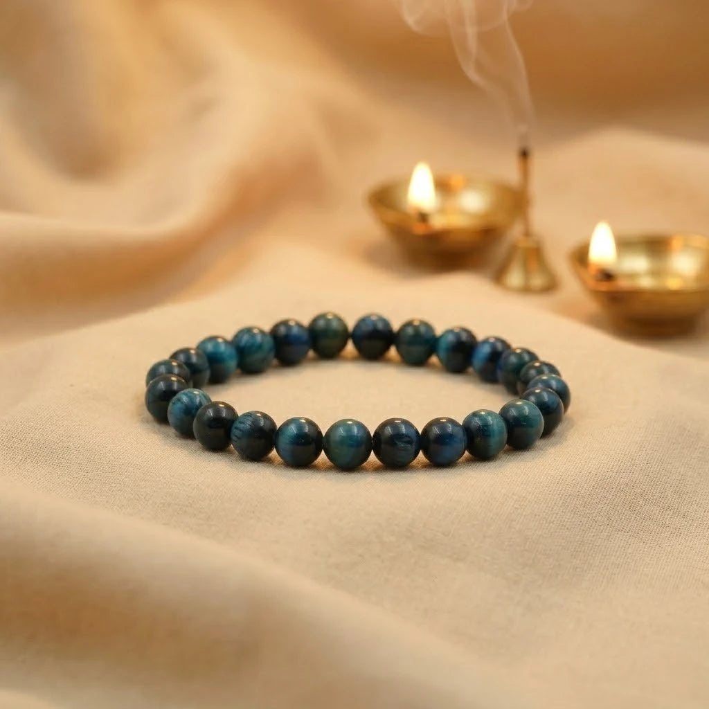 Natural Blue Tiger’s Eye And Falcon's Eye Bracelet