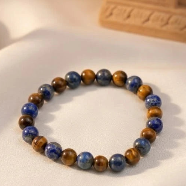Natural Lapis Lazuli & Golden Tiger’s Eye Combination Bracelet