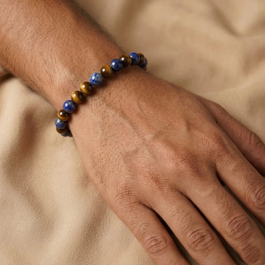 Natural Lapis Lazuli & Golden Tiger’s Eye Combination Bracelet