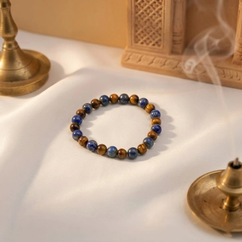 Natural Lapis Lazuli & Golden Tiger’s Eye Combination Bracelet