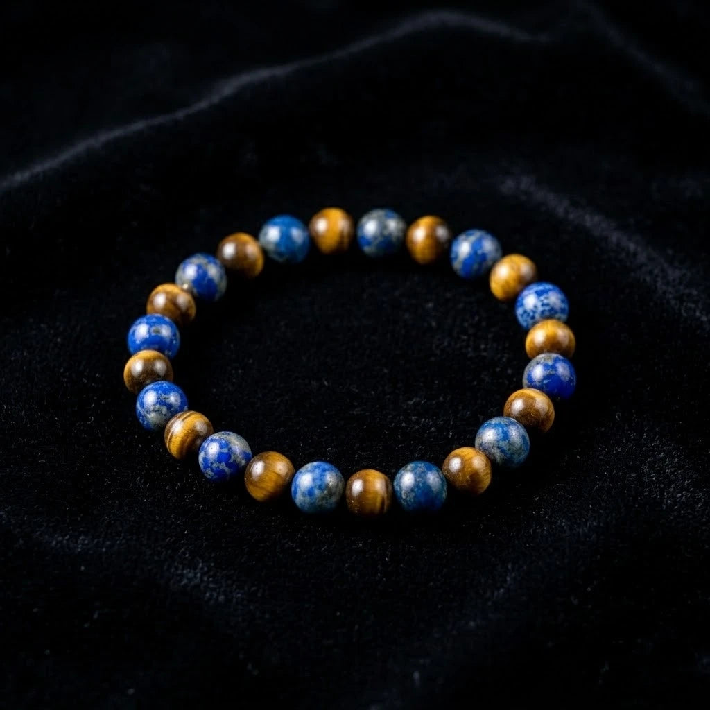 Natural Lapis Lazuli & Golden Tiger’s Eye Combination Bracelet