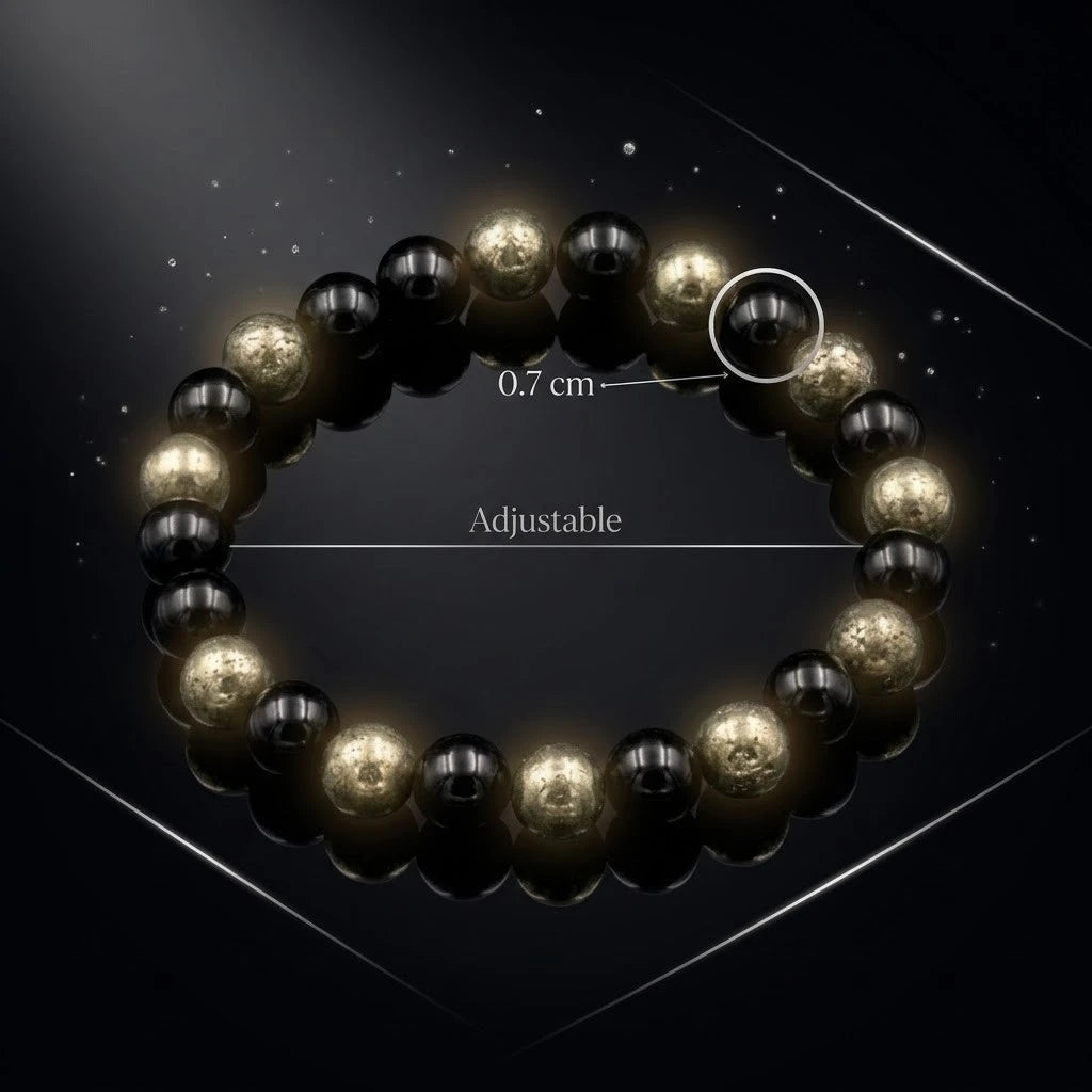 Natural Pyrite & Black Tourmaline Protection-Wealth Bracelet