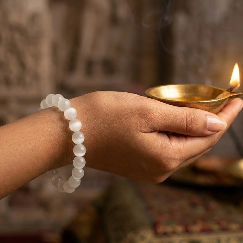 Natural Selenite (Satin Spar) Bracelet