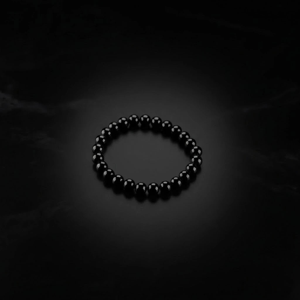 Natural Shiny Black Onyx / Obsidian Bracelet