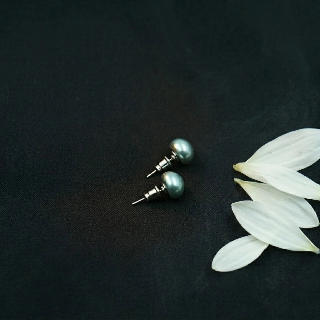 Pastel Aqua Blue Pearl Stud Earrings for Women