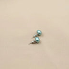Pastel Aqua Blue Pearl Stud Earrings for Women