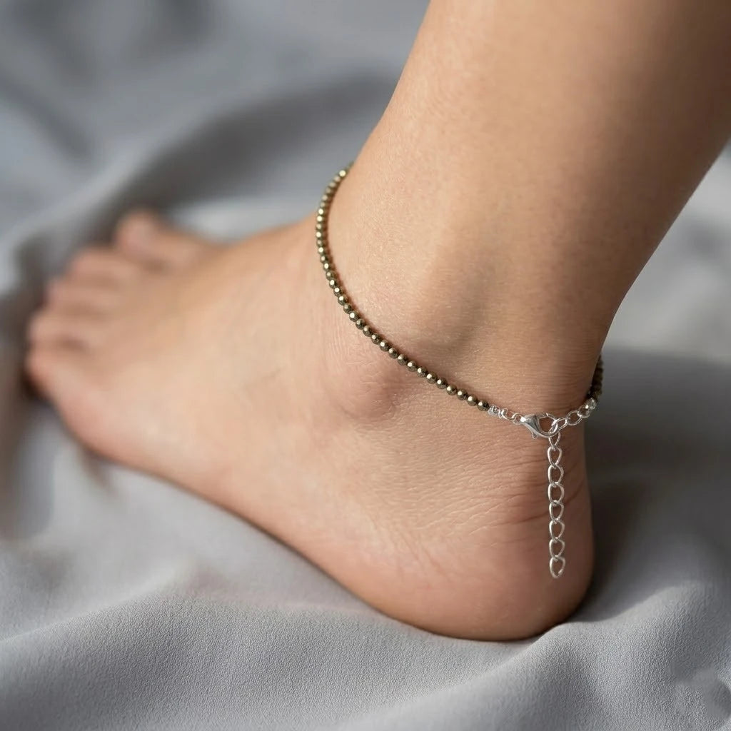 Premium Micro-Faceted Pyrite Minimalist Anklet / Bracelet