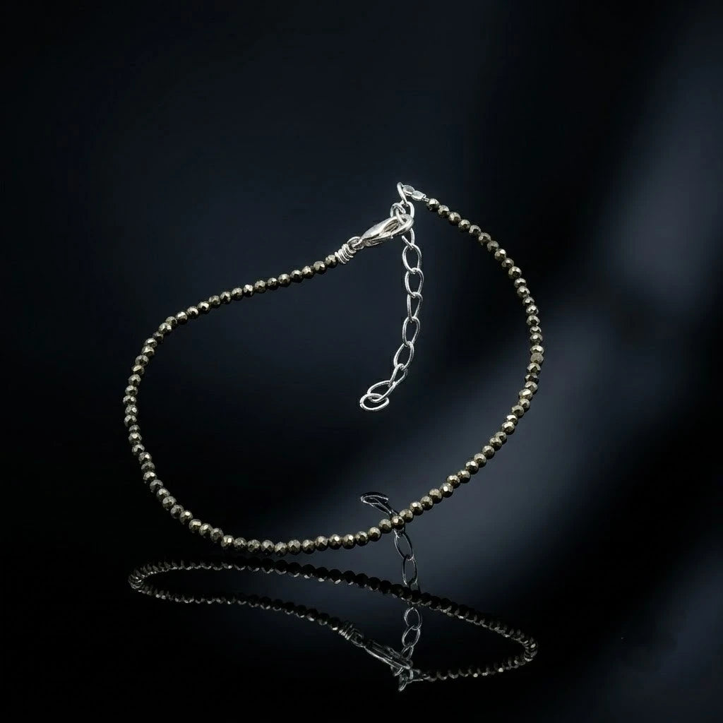 Premium Micro-Faceted Pyrite Minimalist Anklet / Bracelet