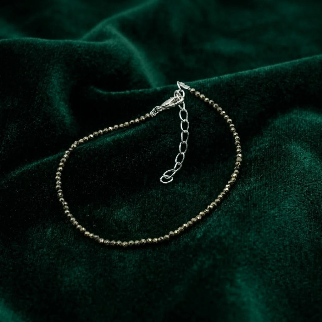 Premium Micro-Faceted Pyrite Minimalist Anklet / Bracelet