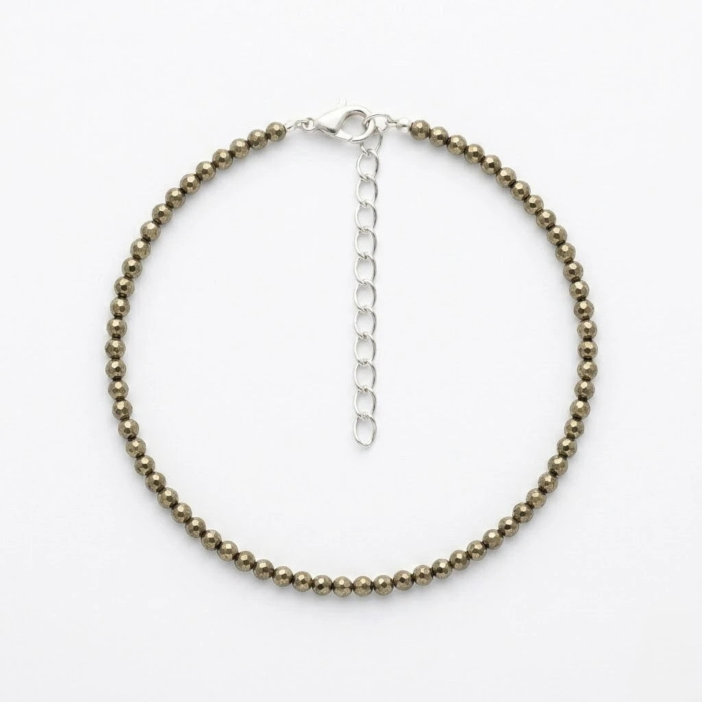 Premium Micro-Faceted Pyrite Minimalist Anklet / Bracelet