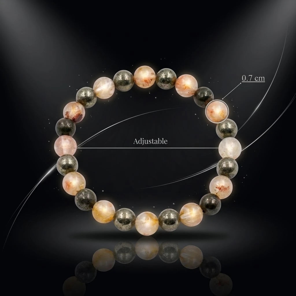 Premium Pyrite, Black Tourmaline & Rutilated Quartz Combination Bracelet