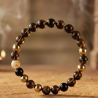 Premium Pyrite, Black Tourmaline & Smoky Quartz Combination Bracelet