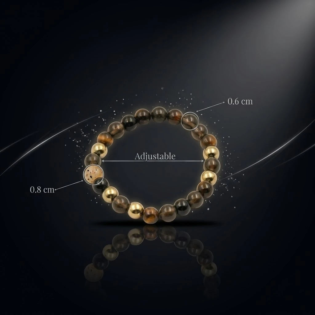 Premium Pyrite, Black Tourmaline & Smoky Quartz Combination Bracelet