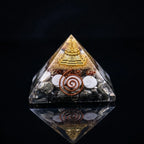 Premium Shree Yantra, Gomati Chakra & Pyrite Orgone Pyramid (with Copper Vortex Coil)