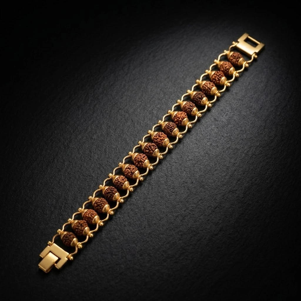 Rupastha Rudraksha Gold-Tone Spiritual Bracelet