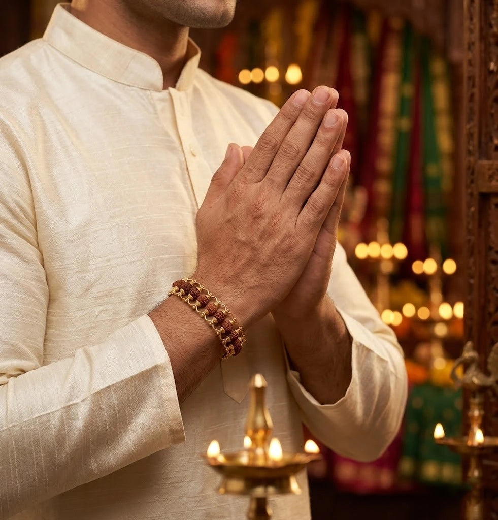 Rupastha Rudraksha Gold-Tone Spiritual Bracelet
