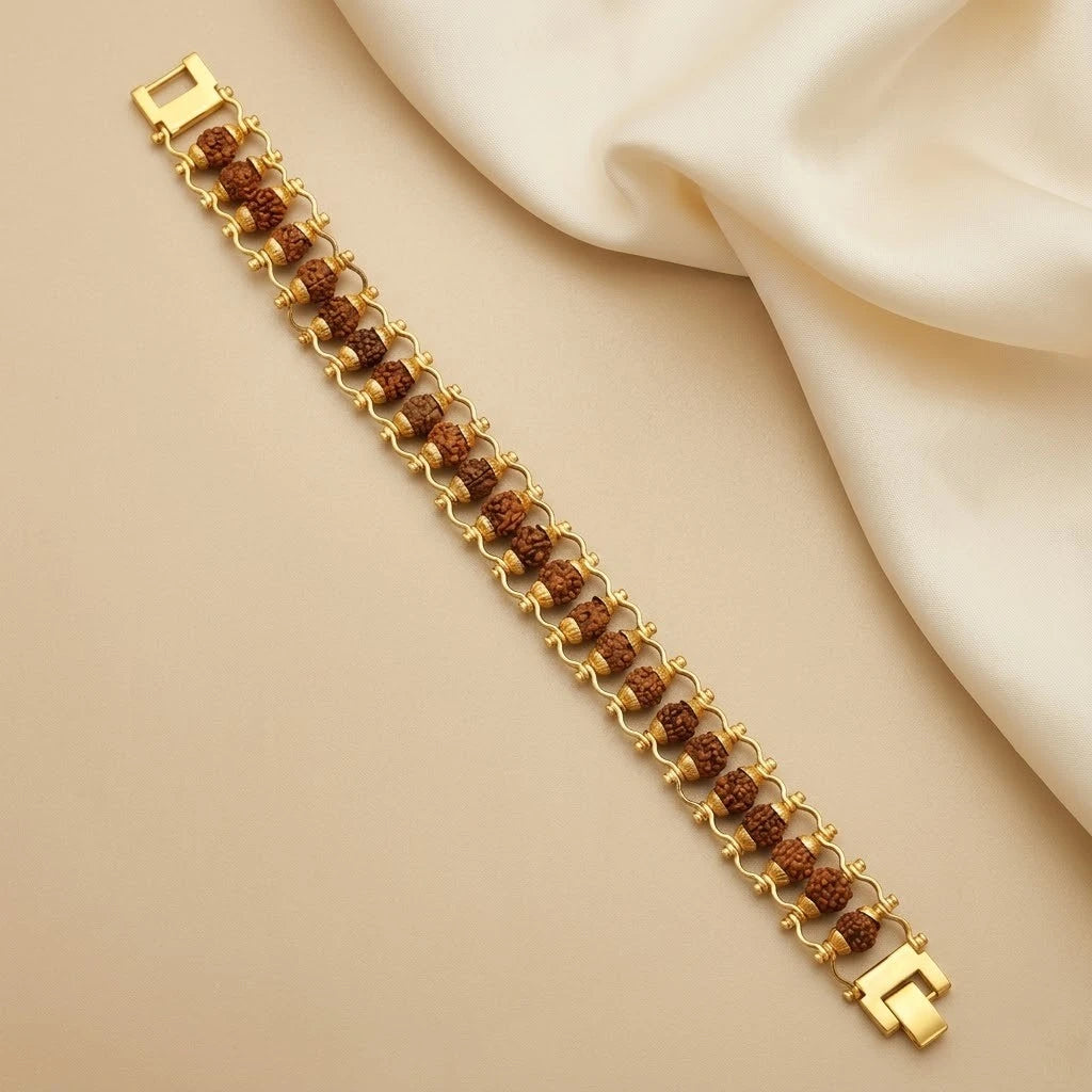 Rupastha Rudraksha Gold-Tone Spiritual Bracelet