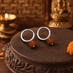 Rupastha Silver Rudraksha Hoop Earrings for Men & Women | Spiritual Bali Earrings