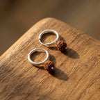 Rupastha Silver Rudraksha Hoop Earrings for Men & Women | Spiritual Bali Earrings