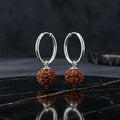 Rupastha Silver Rudraksha Hoop Earrings for Men & Women | Spiritual Bali Earrings