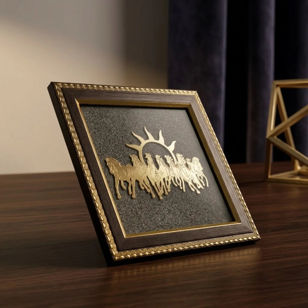 Rupastha 7 Running Horses Pyrite Vastu Frame