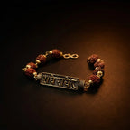 Rupastha Antique Gold Radhe Radhe Rudraksha Bracelet
