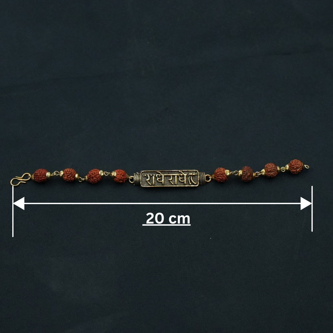 Rupastha Antique Gold Radhe Radhe Rudraksha Bracelet