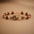 Rupastha Gold-Plated Bahubali Lion Trishul Rudraksha Bracelet
