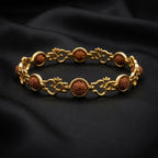 Rupastha Gold-Plated Om Link Rudraksha Bracelet