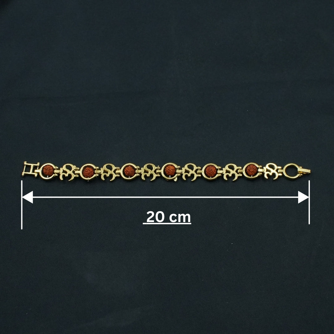 Rupastha Gold-Plated Om Link Rudraksha Bracelet