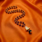 Rupastha Gold-Plated Trishul Damru Rudraksha Mala
