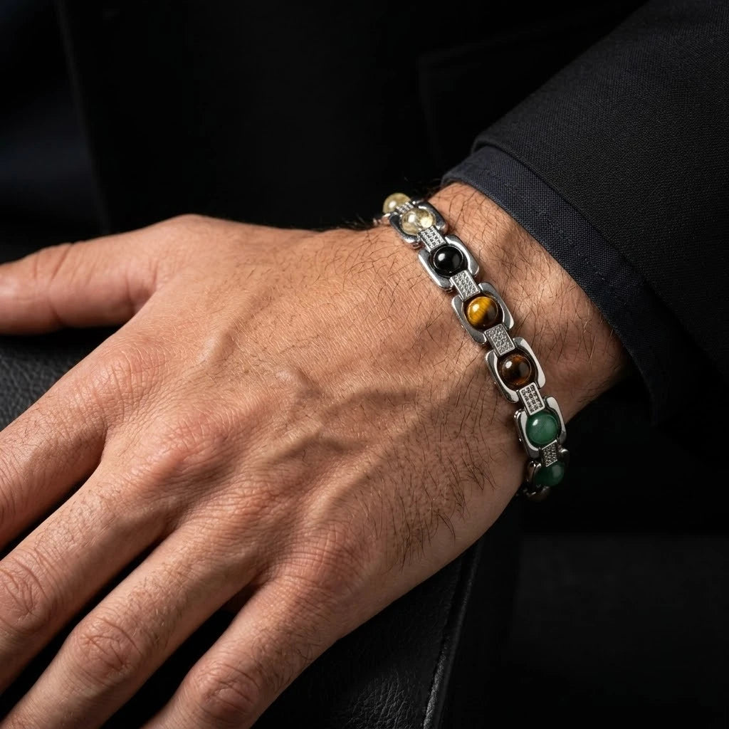 Rupastha Premium Multi-Stone Luxury Link Bracelet