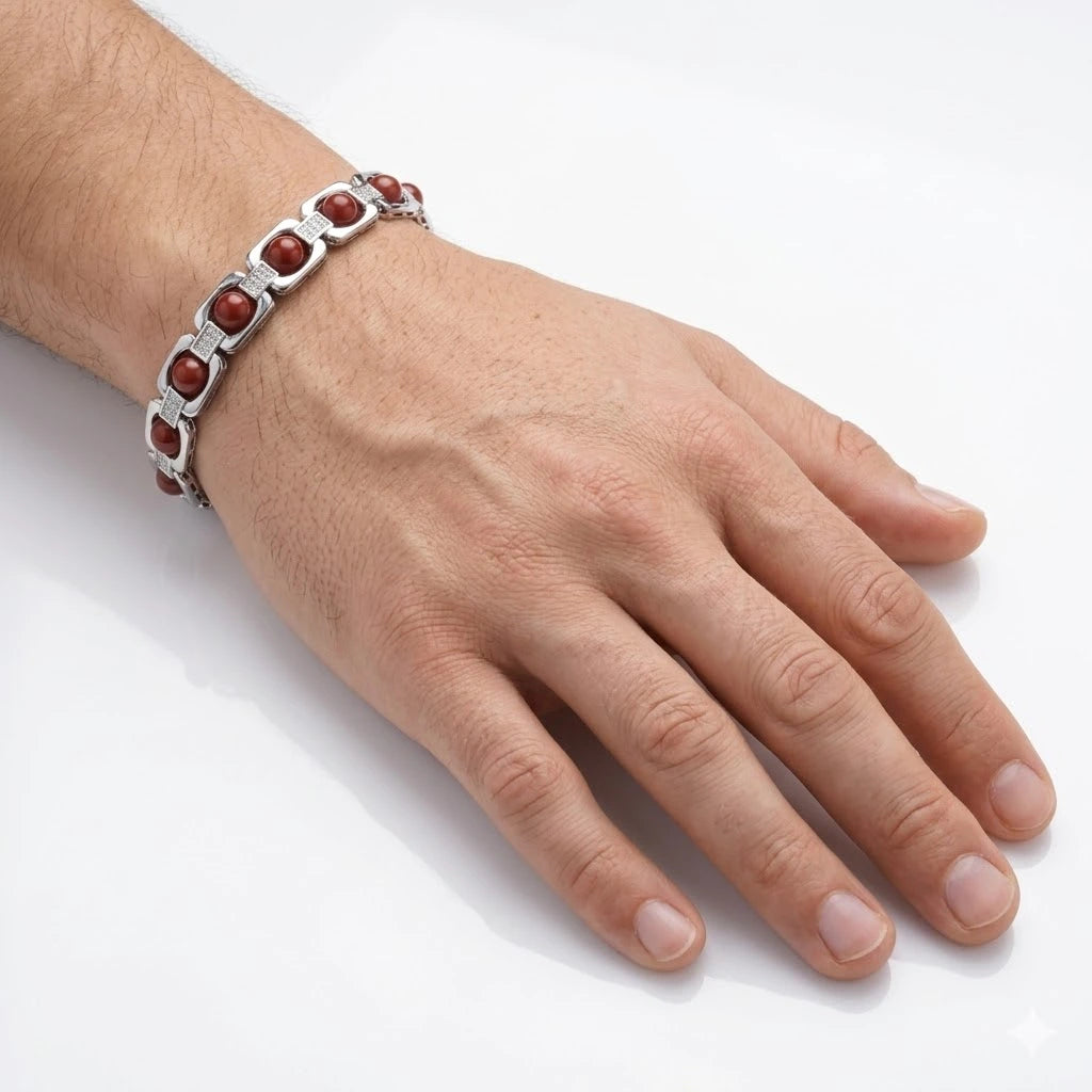 Rupastha Premium Red Jasper Luxury Link Bracelet