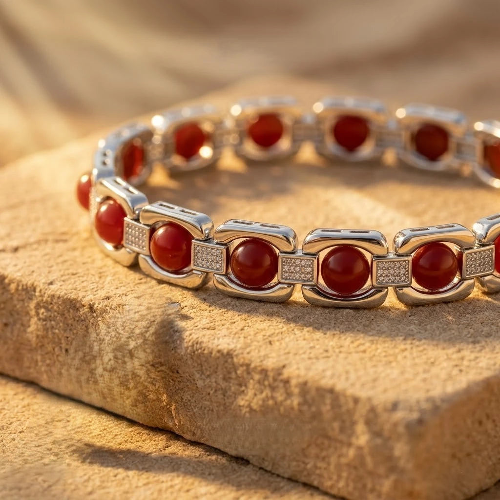 Rupastha Premium Red Jasper Luxury Link Bracelet